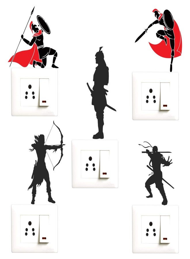 Decopix 'Warrior - Ninja - War - Decorative Wall Sticker Combo Pack for Switch Panel Board, Laptop, Fridge.' - Sm4064 (PVC Vinyl - Set of 5) - Image 1
